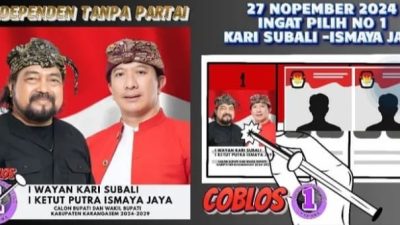 Pilbup Karangasem 2024, Ayo Coblos Dari Calon Independen No Urut 1 Subali-Ismaya