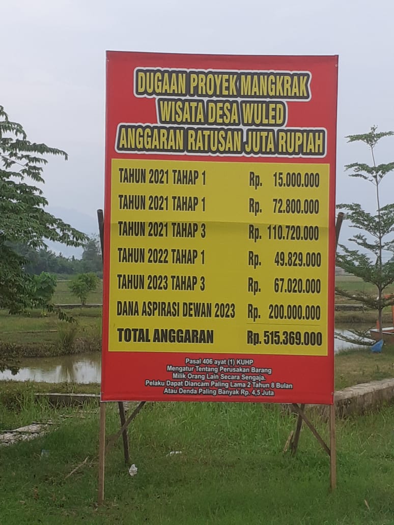 Ketua DPC Gertak Pekalongan Kecam Dugaan Proyek Mangkrak Wisata Desa Wuled Senilai Rp 515.000.000 Juta