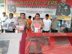 Polresta Banyuwangi Gelar konferensi Pers Tindak Lanjuti Kasus Ancaman Kekerasan dengan Senjata Api: Warga Inisial MMA Jadi Tersangka