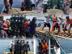 Prajurit Lanal Banyuwangi Bersama Nelayan Bangun Rumah Ikan, Jaga Ekosistem Laut