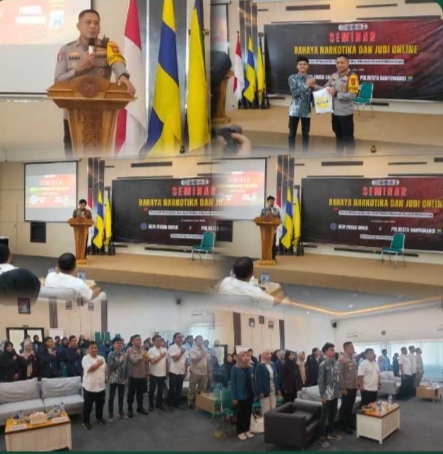 Kapolresta Banyuwangi Kombespol Rama Samtama Putra S.I.K., M.Si., M.H., Hadiri Seminar Bahaya Narkotika dan Judi Online