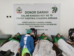 Peringati HUT Ke-79 Persit Kartika Chandra Kirana, Kodim 0825/Banyuwangi Gelar Bakti Sosial Donor Darah