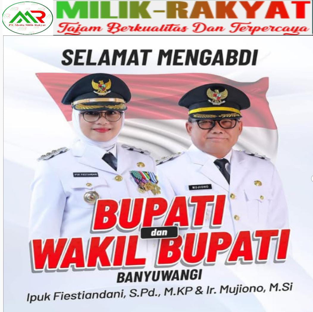 Selamat dan Sukses kepada Hj. Ipuk Fiestiandani sebagai Bupati Banyuwangi dan Ir. H. Mujiono, M.Si sebagai Wakil Bupati Banyuwangi Periode 2025-2030